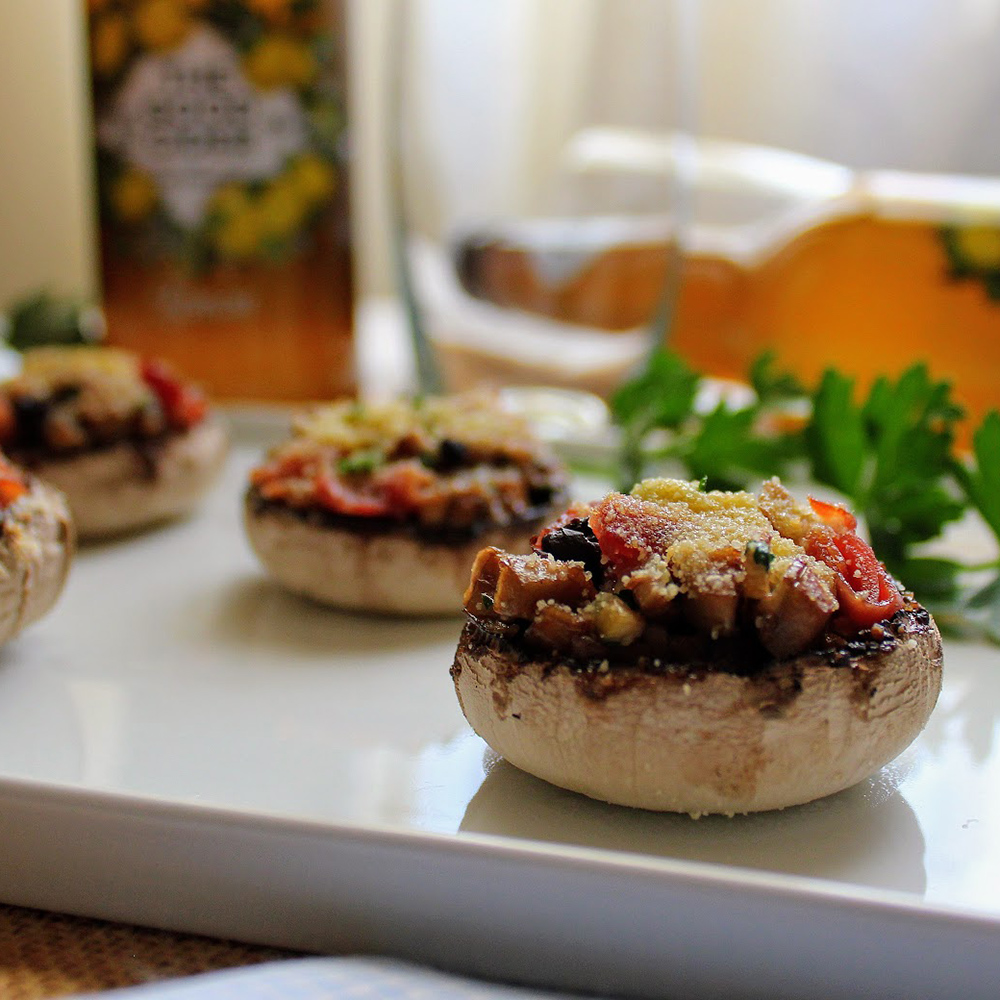 Stuffed mushrooms gratin